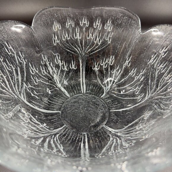 Lasisepät Mantsala Cow Parsley Glass Bowl Clear Textured Dish Pertti Kallioinen - Picture 11 of 16